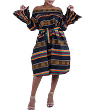 Load image into Gallery viewer, African-Inspired Ladies Off Shoulder Dress