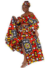 Load image into Gallery viewer, African Inspired Ankara Print Crop Top and Slit Skirt Set
