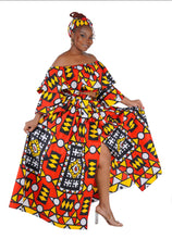 Load image into Gallery viewer, African Inspired Ankara Print Crop Top and Slit Skirt Set
